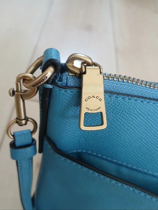 Coach New York Leather Kitt Messenger Crossbody Bag In Blue - Picture 2 of 12